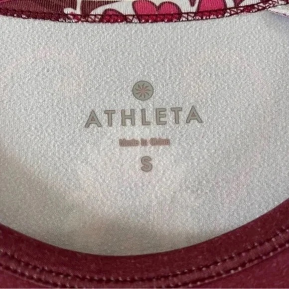 Athleta | Burgundy Floral Long Sleeve Crew Neck Athletic Top, Small - Picture 4 of 5